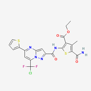 molecular formula C21H16ClF2N5O4S2 B4688171 ethyl 5-(aminocarbonyl)-2-({[7-[chloro(difluoro)methyl]-5-(2-thienyl)pyrazolo[1,5-a]pyrimidin-2-yl]carbonyl}amino)-4-methyl-3-thiophenecarboxylate 