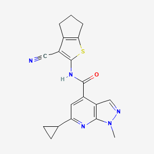 N-(3-cyano-5,6-dihydro-4H-cyclopenta[b]thien-2-yl)-6-cyclopropyl-1-methyl-1H-pyrazolo[3,4-b]pyridine-4-carboxamide