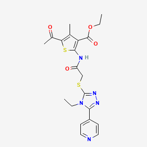 molecular formula C21H23N5O4S2 B4688221 ethyl 5-acetyl-2-[({[4-ethyl-5-(4-pyridinyl)-4H-1,2,4-triazol-3-yl]thio}acetyl)amino]-4-methyl-3-thiophenecarboxylate 