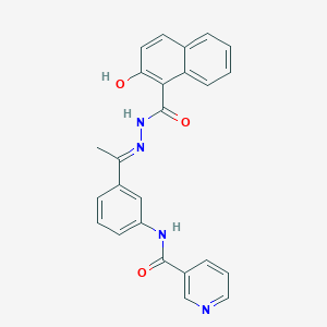 molecular formula C25H20N4O3 B4688291 N-{3-[N-(2-hydroxy-1-naphthoyl)ethanehydrazonoyl]phenyl}nicotinamide 