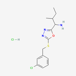 molecular formula C14H19Cl2N3OS B4688295 (1-{5-[(3-chlorobenzyl)thio]-1,3,4-oxadiazol-2-yl}-2-methylbutyl)amine hydrochloride 