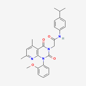 molecular formula C27H28N4O4 B4688316 N-(4-isopropylphenyl)-2-[1-(2-methoxyphenyl)-5,7-dimethyl-2,4-dioxo-1,4-dihydropyrido[2,3-d]pyrimidin-3(2H)-yl]acetamide 