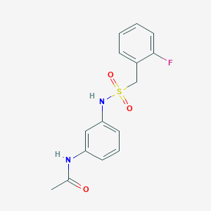 molecular formula C15H15FN2O3S B4688373 N-(3-{[(2-fluorobenzyl)sulfonyl]amino}phenyl)acetamide 