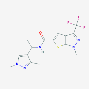 N-[1-(1,3-dimethyl-1H-pyrazol-4-yl)ethyl]-1-methyl-3-(trifluoromethyl)-1H-thieno[2,3-c]pyrazole-5-carboxamide