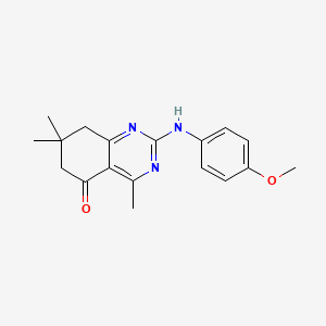 molecular formula C18H21N3O2 B4688382 2-[(4-methoxyphenyl)amino]-4,7,7-trimethyl-7,8-dihydro-5(6H)-quinazolinone 