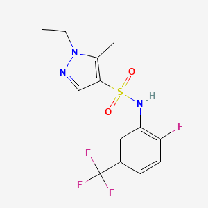 molecular formula C13H13F4N3O2S B4688424 1-ethyl-N-[2-fluoro-5-(trifluoromethyl)phenyl]-5-methyl-1H-pyrazole-4-sulfonamide 