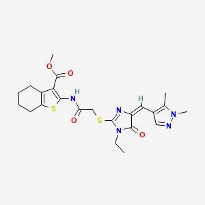 methyl 2-{[({4-[(1,5-dimethyl-1H-pyrazol-4-yl)methylene]-1-ethyl-5-oxo-4,5-dihydro-1H-imidazol-2-yl}thio)acetyl]amino}-4,5,6,7-tetrahydro-1-benzothiophene-3-carboxylate