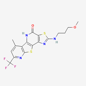 molecular formula C17H15F3N4O2S2 B4688588 2-[(3-methoxypropyl)amino]-6-methyl-8-(trifluoromethyl)pyrido[3',2':4,5]thieno[3,2-b][1,3]thiazolo[4,5-d]pyridin-4(5H)-one 