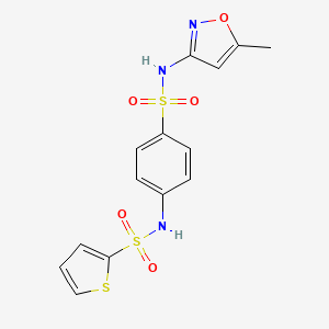 molecular formula C14H13N3O5S3 B4688593 N-(4-{[(5-methyl-3-isoxazolyl)amino]sulfonyl}phenyl)-2-thiophenesulfonamide 