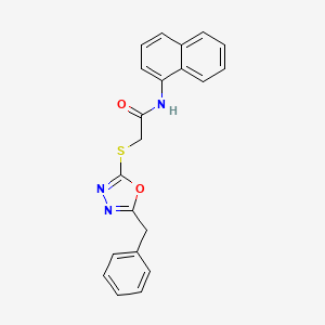 molecular formula C21H17N3O2S B4688620 2-[(5-benzyl-1,3,4-oxadiazol-2-yl)thio]-N-1-naphthylacetamide 