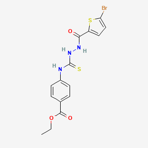 molecular formula C15H14BrN3O3S2 B4688681 ethyl 4-[({2-[(5-bromo-2-thienyl)carbonyl]hydrazino}carbonothioyl)amino]benzoate 