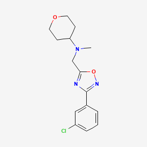 molecular formula C15H18ClN3O2 B4688745 N-{[3-(3-chlorophenyl)-1,2,4-oxadiazol-5-yl]methyl}-N-methyltetrahydro-2H-pyran-4-amine 