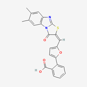 2-{5-[(6,7-dimethyl-3-oxo[1,3]thiazolo[3,2-a]benzimidazol-2(3H)-ylidene)methyl]-2-furyl}benzoic acid