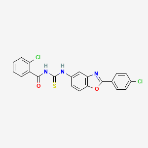 molecular formula C21H13Cl2N3O2S B4688824 2-chloro-N-({[2-(4-chlorophenyl)-1,3-benzoxazol-5-yl]amino}carbonothioyl)benzamide 