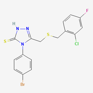 molecular formula C16H12BrClFN3S2 B4688912 4-(4-bromophenyl)-5-{[(2-chloro-4-fluorobenzyl)thio]methyl}-4H-1,2,4-triazole-3-thiol 