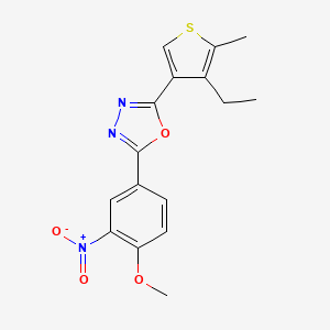 molecular formula C16H15N3O4S B4688927 2-(4-ethyl-5-methyl-3-thienyl)-5-(4-methoxy-3-nitrophenyl)-1,3,4-oxadiazole 