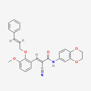 molecular formula C28H24N2O5 B4688937 2-cyano-N-(2,3-dihydro-1,4-benzodioxin-6-yl)-3-{3-methoxy-2-[(3-phenyl-2-propen-1-yl)oxy]phenyl}acrylamide 