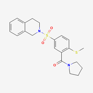 molecular formula C21H24N2O3S2 B4688944 2-{[4-(methylthio)-3-(1-pyrrolidinylcarbonyl)phenyl]sulfonyl}-1,2,3,4-tetrahydroisoquinoline 