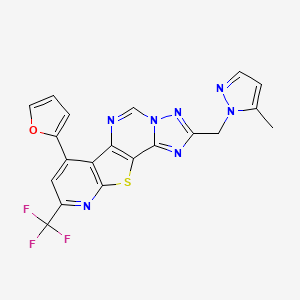 molecular formula C20H12F3N7OS B4688949 7-(2-furyl)-2-[(5-methyl-1H-pyrazol-1-yl)methyl]-9-(trifluoromethyl)pyrido[3',2':4,5]thieno[2,3-e][1,2,4]triazolo[1,5-c]pyrimidine 