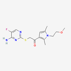 molecular formula C15H19FN4O2S B4689014 2-[(4-amino-5-fluoro-2-pyrimidinyl)thio]-1-[1-(2-methoxyethyl)-2,5-dimethyl-1H-pyrrol-3-yl]ethanone 