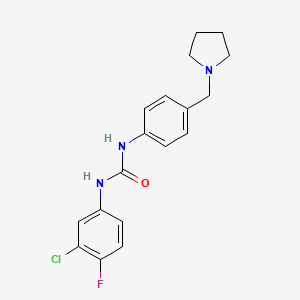 molecular formula C18H19ClFN3O B4689027 N-(3-chloro-4-fluorophenyl)-N'-[4-(1-pyrrolidinylmethyl)phenyl]urea 