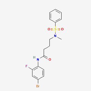 molecular formula C17H18BrFN2O3S B4689062 N-(4-bromo-2-fluorophenyl)-4-[methyl(phenylsulfonyl)amino]butanamide 