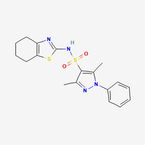 molecular formula C18H20N4O2S2 B4689092 3,5-dimethyl-1-phenyl-N-(4,5,6,7-tetrahydro-1,3-benzothiazol-2-yl)-1H-pyrazole-4-sulfonamide 