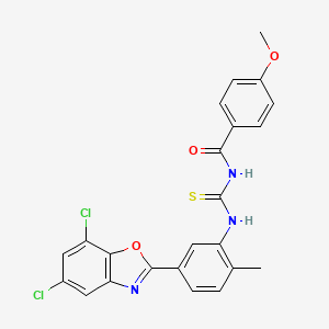 molecular formula C23H17Cl2N3O3S B4689154 N-({[5-(5,7-dichloro-1,3-benzoxazol-2-yl)-2-methylphenyl]amino}carbonothioyl)-4-methoxybenzamide 