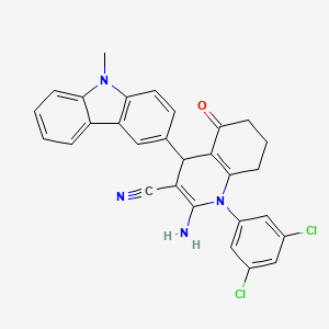 2-amino-1-(3,5-dichlorophenyl)-4-(9-methyl-9H-carbazol-3-yl)-5-oxo-1,4,5,6,7,8-hexahydro-3-quinolinecarbonitrile