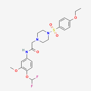 molecular formula C22H27F2N3O6S B4689242 N-[4-(difluoromethoxy)-3-methoxyphenyl]-2-{4-[(4-ethoxyphenyl)sulfonyl]-1-piperazinyl}acetamide 