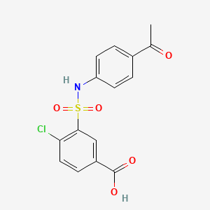 molecular formula C15H12ClNO5S B4689290 3-{[(4-acetylphenyl)amino]sulfonyl}-4-chlorobenzoic acid 