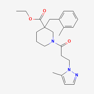 molecular formula C23H31N3O3 B4689404 ethyl 3-(2-methylbenzyl)-1-[3-(5-methyl-1H-pyrazol-1-yl)propanoyl]-3-piperidinecarboxylate 