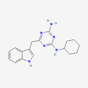 molecular formula C18H22N6 B4689409 N-cyclohexyl-6-(1H-indol-3-ylmethyl)-1,3,5-triazine-2,4-diamine 