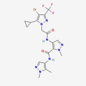 molecular formula C19H20BrF3N8O2 B4689415 4-({[4-bromo-5-cyclopropyl-3-(trifluoromethyl)-1H-pyrazol-1-yl]acetyl}amino)-N-(1,5-dimethyl-1H-pyrazol-4-yl)-1-methyl-1H-pyrazole-5-carboxamide 