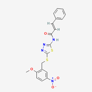 molecular formula C19H16N4O4S2 B4689429 N-{5-[(2-methoxy-5-nitrobenzyl)thio]-1,3,4-thiadiazol-2-yl}-3-phenylacrylamide 