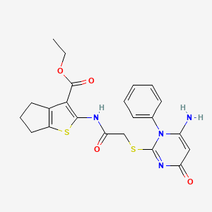 ethyl 2-({[(6-amino-4-oxo-1-phenyl-1,4-dihydro-2-pyrimidinyl)thio]acetyl}amino)-5,6-dihydro-4H-cyclopenta[b]thiophene-3-carboxylate