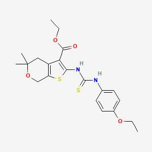 molecular formula C21H26N2O4S2 B4689478 ethyl 2-({[(4-ethoxyphenyl)amino]carbonothioyl}amino)-5,5-dimethyl-4,7-dihydro-5H-thieno[2,3-c]pyran-3-carboxylate 