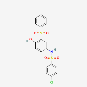 molecular formula C19H16ClNO5S2 B4689493 4-chloro-N-{4-hydroxy-3-[(4-methylphenyl)sulfonyl]phenyl}benzenesulfonamide 