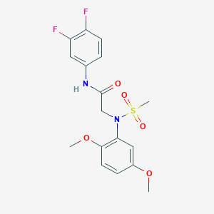 molecular formula C17H18F2N2O5S B4689499 N~1~-(3,4-difluorophenyl)-N~2~-(2,5-dimethoxyphenyl)-N~2~-(methylsulfonyl)glycinamide 