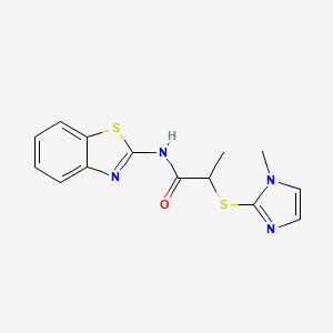 molecular formula C14H14N4OS2 B4689504 N-1,3-benzothiazol-2-yl-2-[(1-methyl-1H-imidazol-2-yl)thio]propanamide 