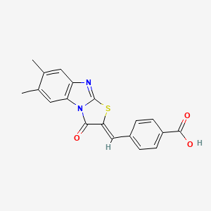 molecular formula C19H14N2O3S B4689535 4-[(6,7-dimethyl-3-oxo[1,3]thiazolo[3,2-a]benzimidazol-2(3H)-ylidene)methyl]benzoic acid 