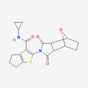 molecular formula C19H20N2O4S B4689549 N-cyclopropyl-2-(3,5-dioxo-10-oxa-4-azatricyclo[5.2.1.0~2,6~]dec-4-yl)-5,6-dihydro-4H-cyclopenta[b]thiophene-3-carboxamide 