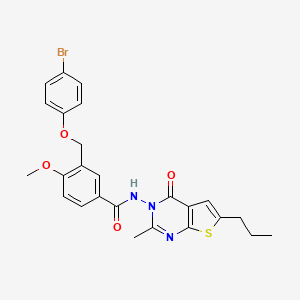 molecular formula C25H24BrN3O4S B4689554 3-[(4-bromophenoxy)methyl]-4-methoxy-N-(2-methyl-4-oxo-6-propylthieno[2,3-d]pyrimidin-3(4H)-yl)benzamide 