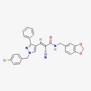 molecular formula C28H21BrN4O3 B4689609 N-(1,3-benzodioxol-5-ylmethyl)-3-[1-(4-bromobenzyl)-3-phenyl-1H-pyrazol-4-yl]-2-cyanoacrylamide 