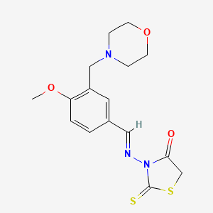 3-{[4-methoxy-3-(4-morpholinylmethyl)benzylidene]amino}-2-thioxo-1,3-thiazolidin-4-one