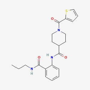 molecular formula C21H25N3O3S B4689668 N-{2-[(propylamino)carbonyl]phenyl}-1-(2-thienylcarbonyl)-4-piperidinecarboxamide 