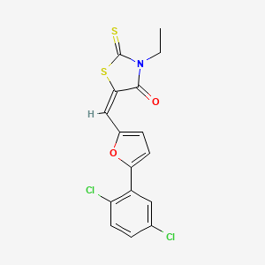 molecular formula C16H11Cl2NO2S2 B4689696 5-{[5-(2,5-dichlorophenyl)-2-furyl]methylene}-3-ethyl-2-thioxo-1,3-thiazolidin-4-one 