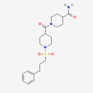 molecular formula C21H31N3O4S B4689700 1-({1-[(3-phenylpropyl)sulfonyl]-4-piperidinyl}carbonyl)-4-piperidinecarboxamide 