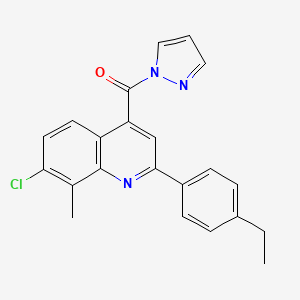 molecular formula C22H18ClN3O B4689719 7-chloro-2-(4-ethylphenyl)-8-methyl-4-(1H-pyrazol-1-ylcarbonyl)quinoline 