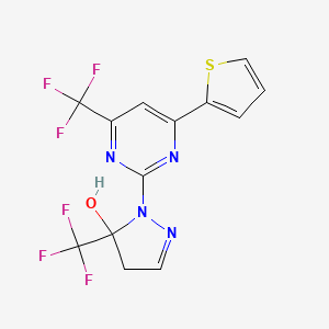 1-[4-(2-thienyl)-6-(trifluoromethyl)-2-pyrimidinyl]-5-(trifluoromethyl)-4,5-dihydro-1H-pyrazol-5-ol